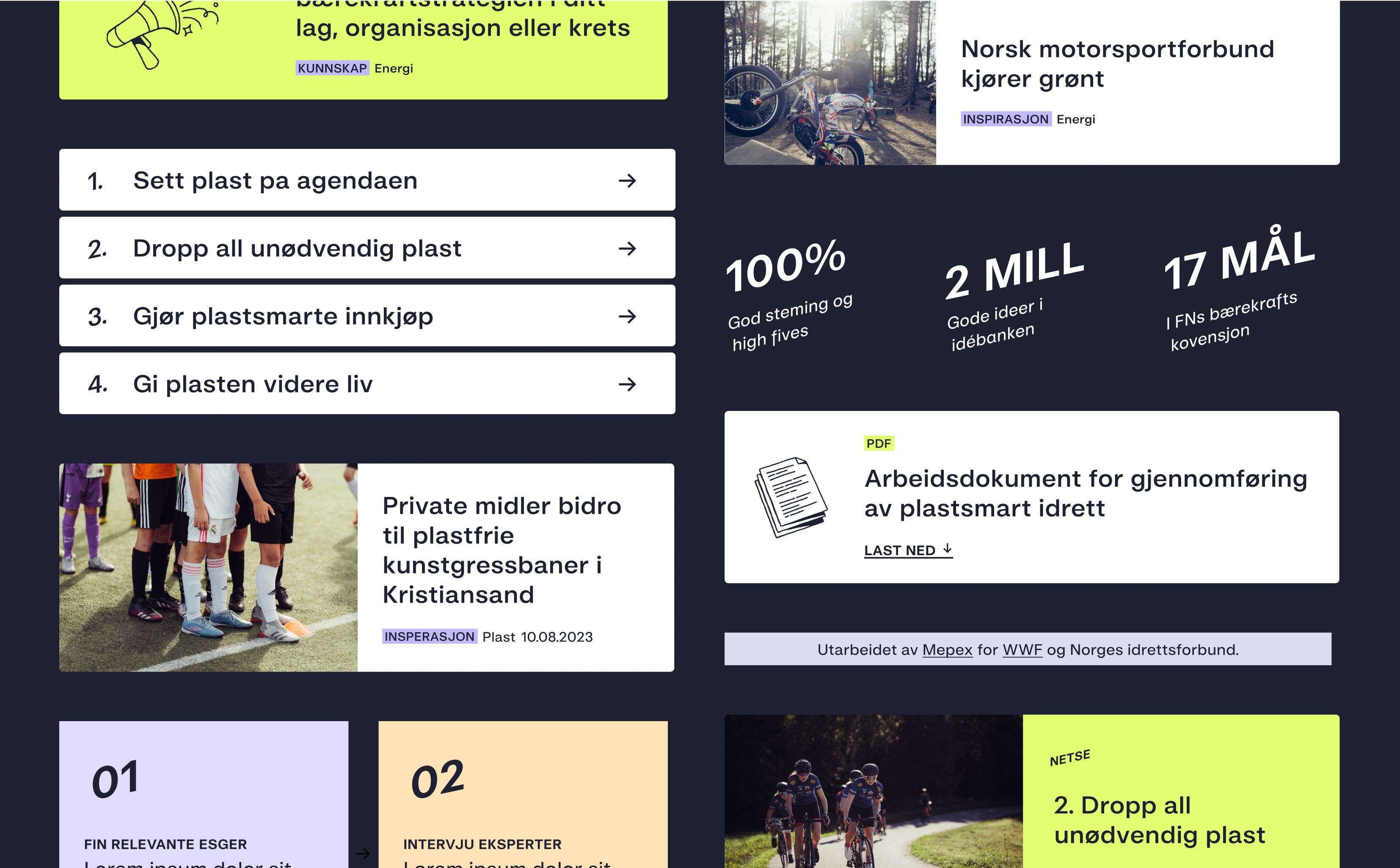 Utklipp fra ulike elementer på grontlag.no.
